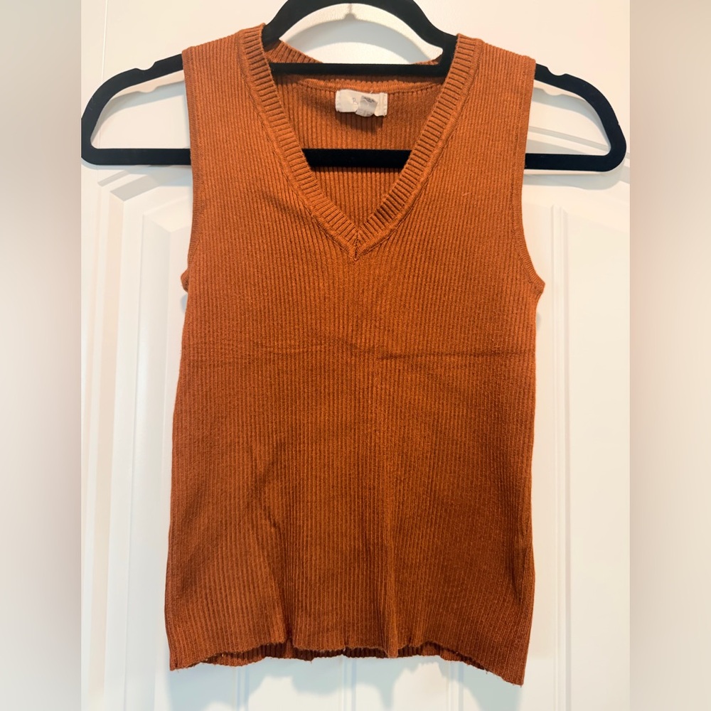 Rust Orange Knit Sleeveless Top